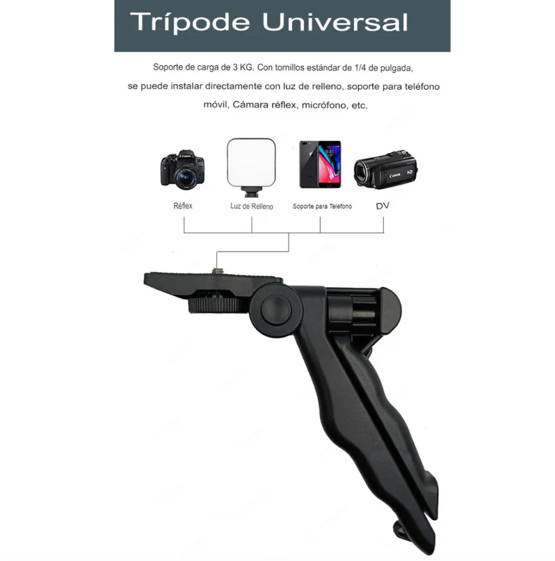 Kit Trípode Todo en Uno – Luz LED y Micrófono – Contenido Profesional al Instante