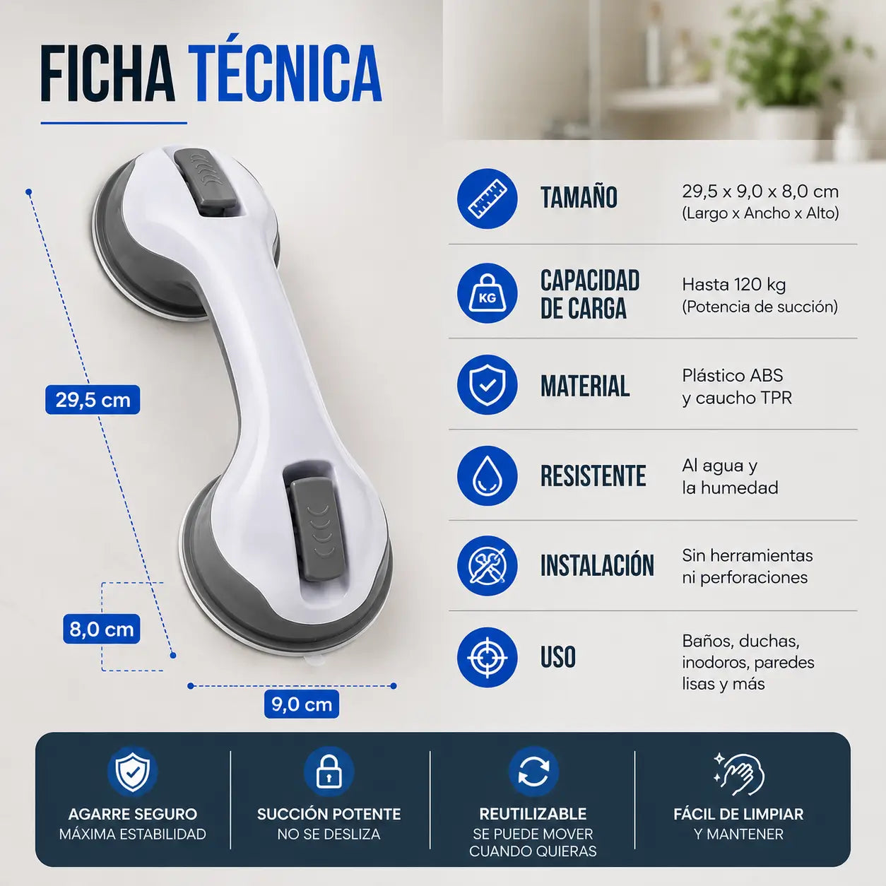 AgarraPro™ | Evita caídas en la Ducha y Baño con soporte antideslizante | OFERTA 2X1