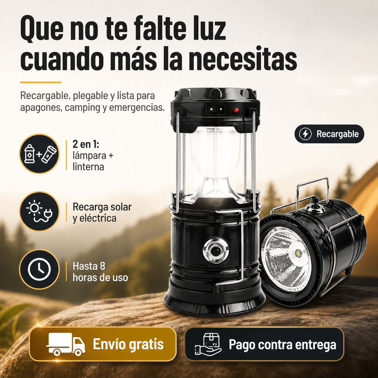 LumiCamp®- Lampara Solar de Camping