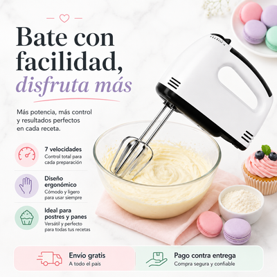 BakeFast™ - Batidora Eléctrica 7 Velocidades