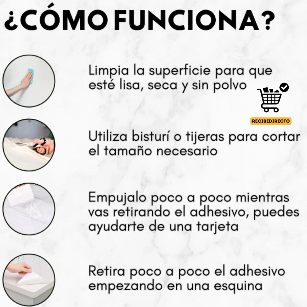 MarmoFix™ – Papel Adhesivo Tipo Mármol Premium 2 Metros X 60 Cm