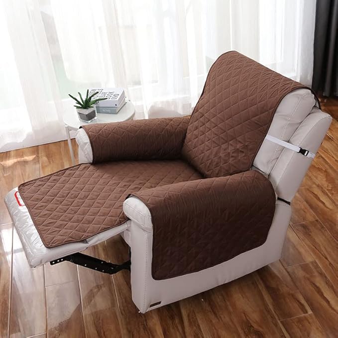 Funda Acolchada Reversible para Sillón – Antideslizante e Impermeable (Marrón)