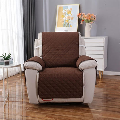 Funda Acolchada Reversible para Sillón – Antideslizante e Impermeable (Marrón)