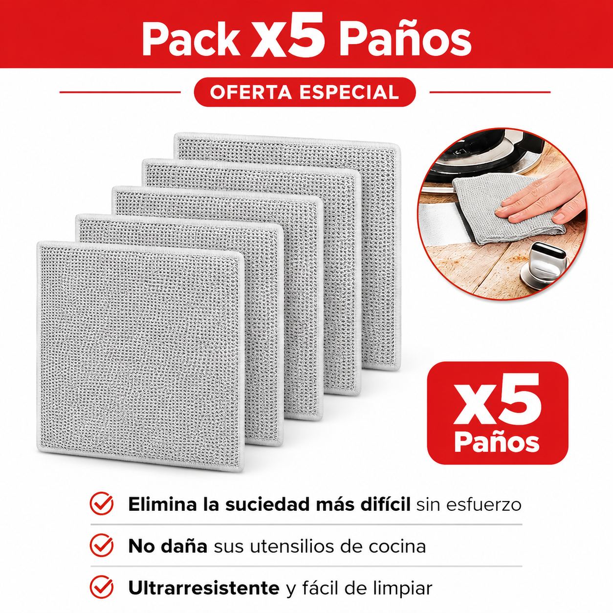 Paños de limpieza multiuso de malla metálica | Llévate 5 paños