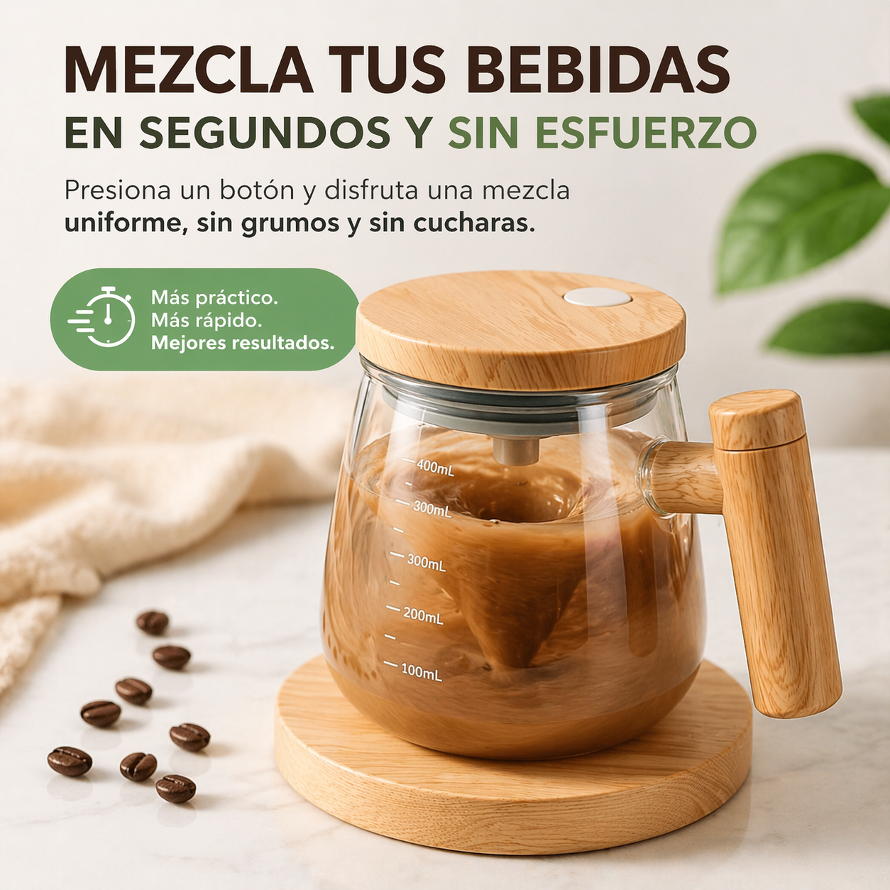 AutoMug® - Taza Vidrio Mezcladora Eléctrica