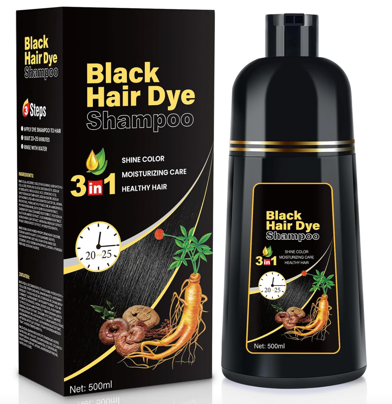 Black Hair Dye® - Shampoo Cubre Canas (250 ml)