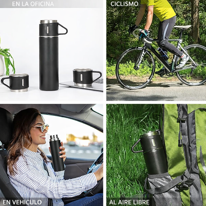Vacum Flask® - Set De Termo Bebidas Caliente Y Frio 12 Horas + 2 Tazas