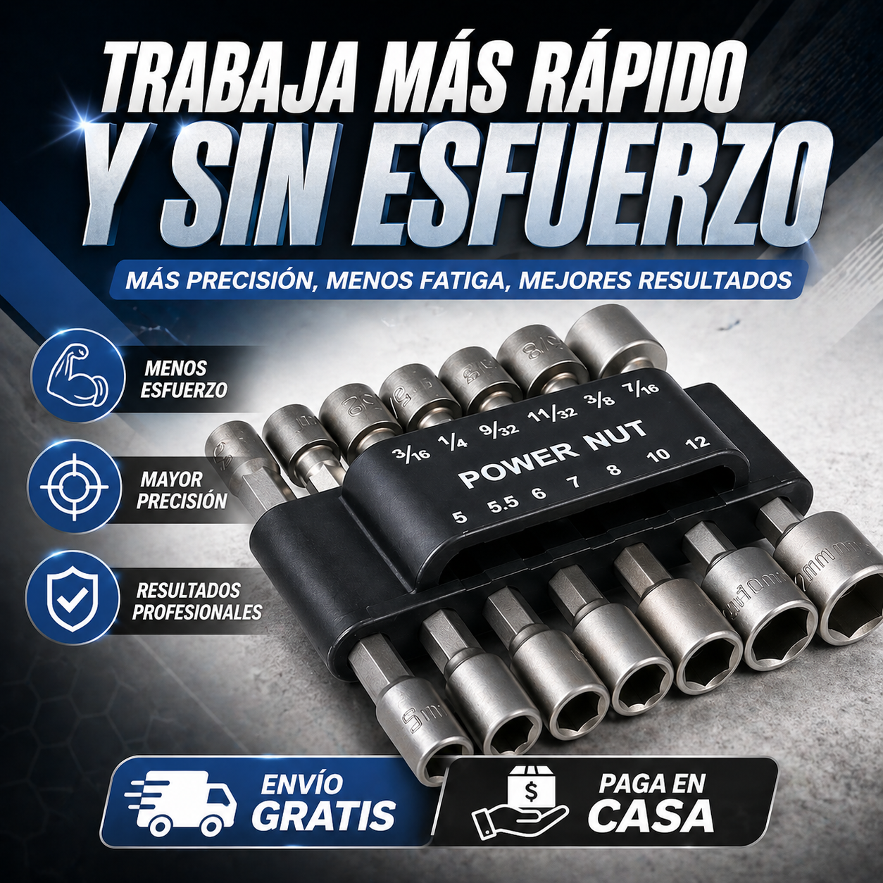 Power Nut® - KIT 14 piezas para atornillar tuercas