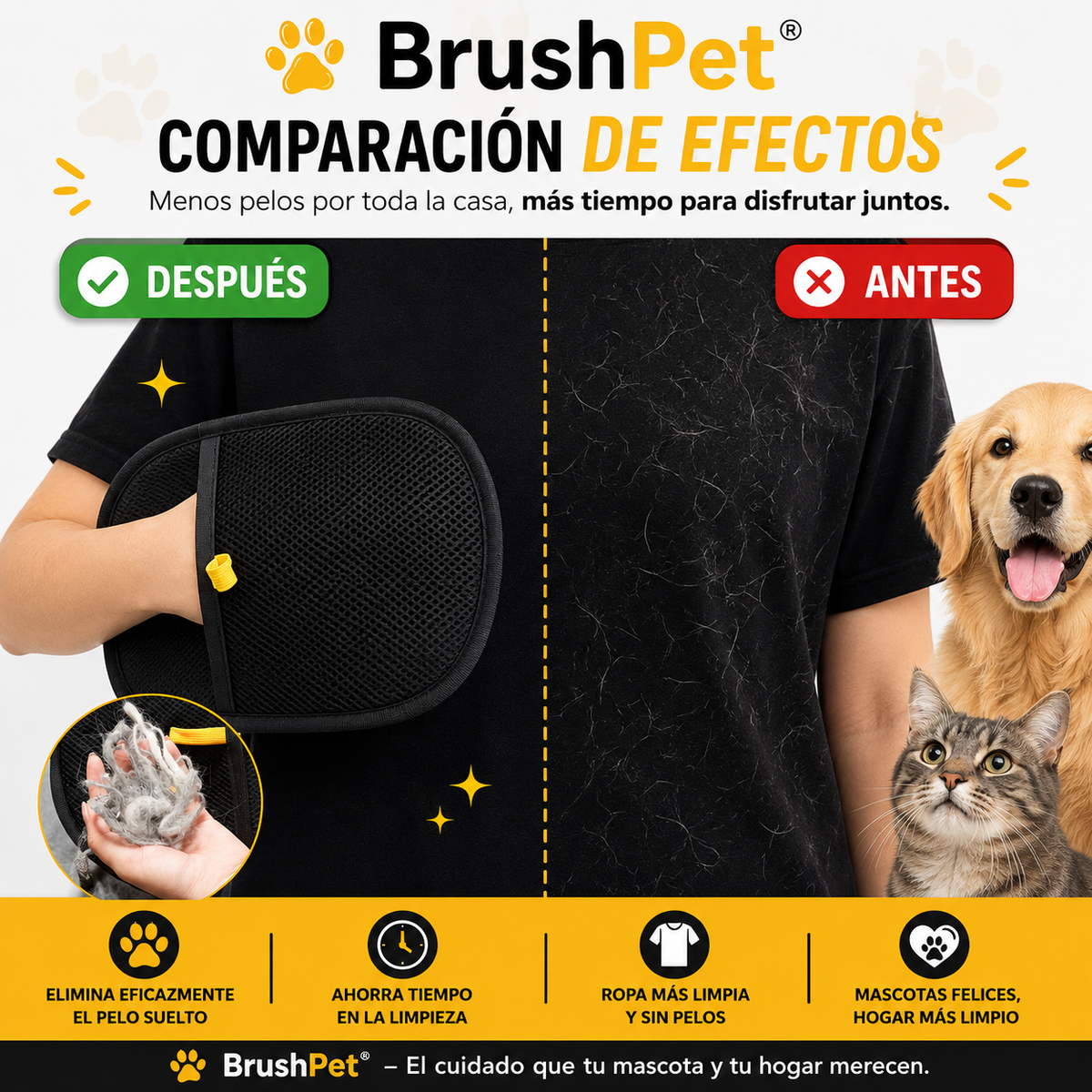 BrushPet® - Guante Removedor de Pelo de Mascotas
