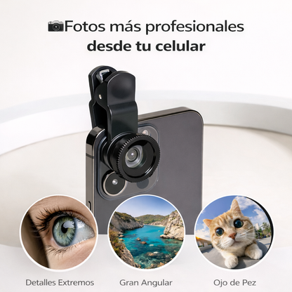 Kit Lentes Celular 3en1 Ojo De Pez Gran