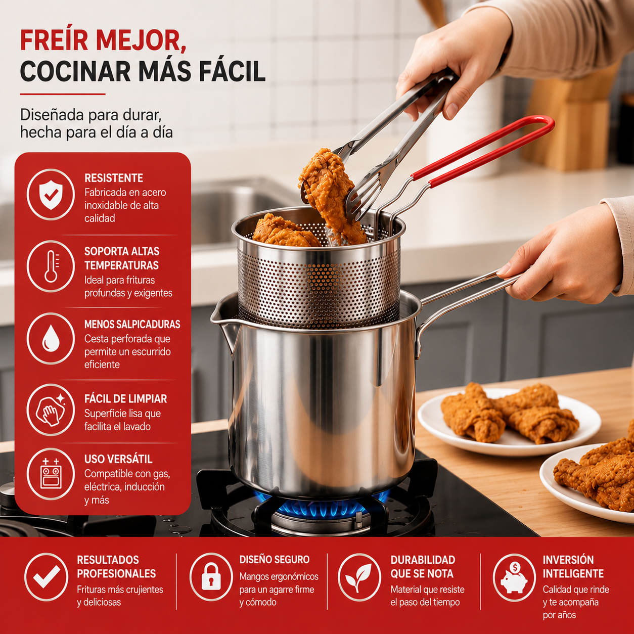 FryMaster™ - Freidora Premium Acero Inoxidable
