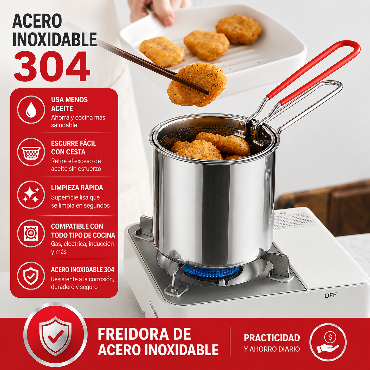 FryMaster™ - Freidora Premium Acero Inoxidable