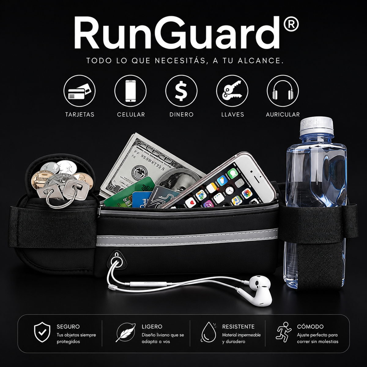 RunGuard® El Mejor Bolso de Correr Impermeable