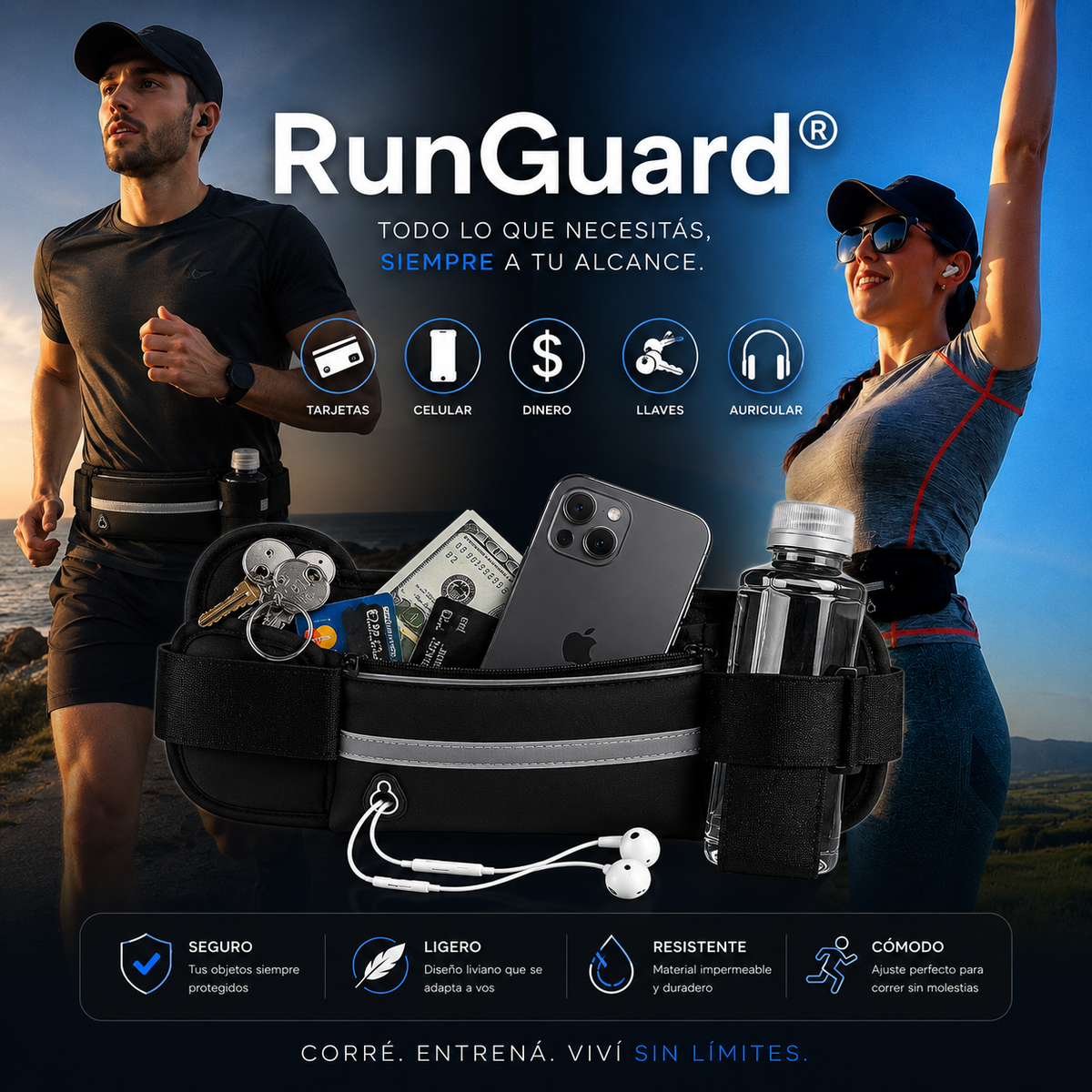 RunGuard® El Mejor Bolso de Correr Impermeable