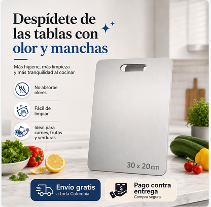 NoxSteel Pro™- Tabla Para Picar En Acero (30 x 20cm)