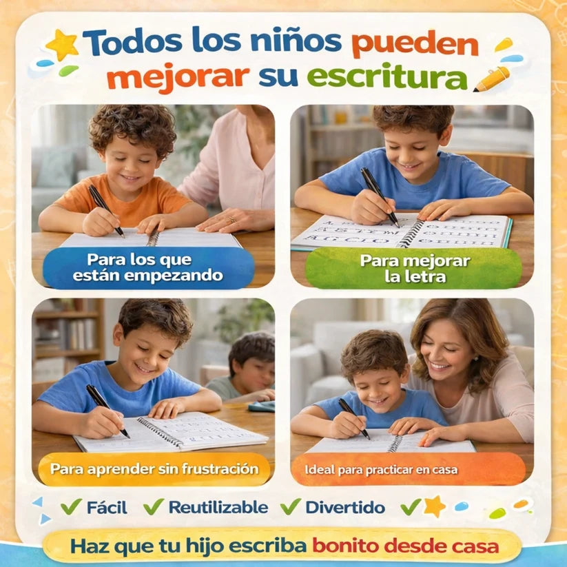 Set 4 Libros Caligrafía Aprendizaje Rápido y Letra Bonita
