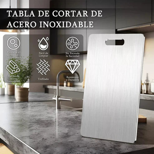 NoxSteel Pro™- Tabla Para Picar En Acero (30 x 20cm)