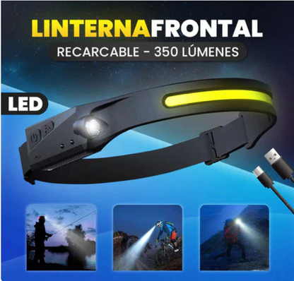 Linterna Frontal LED Recargable con Sensor de Movimiento – 5 Modos de Luz