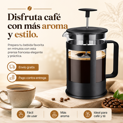 AromaPress™ - Cafetera Prensa Francesa (Aroma y Sabor Auténtico 600 ml)