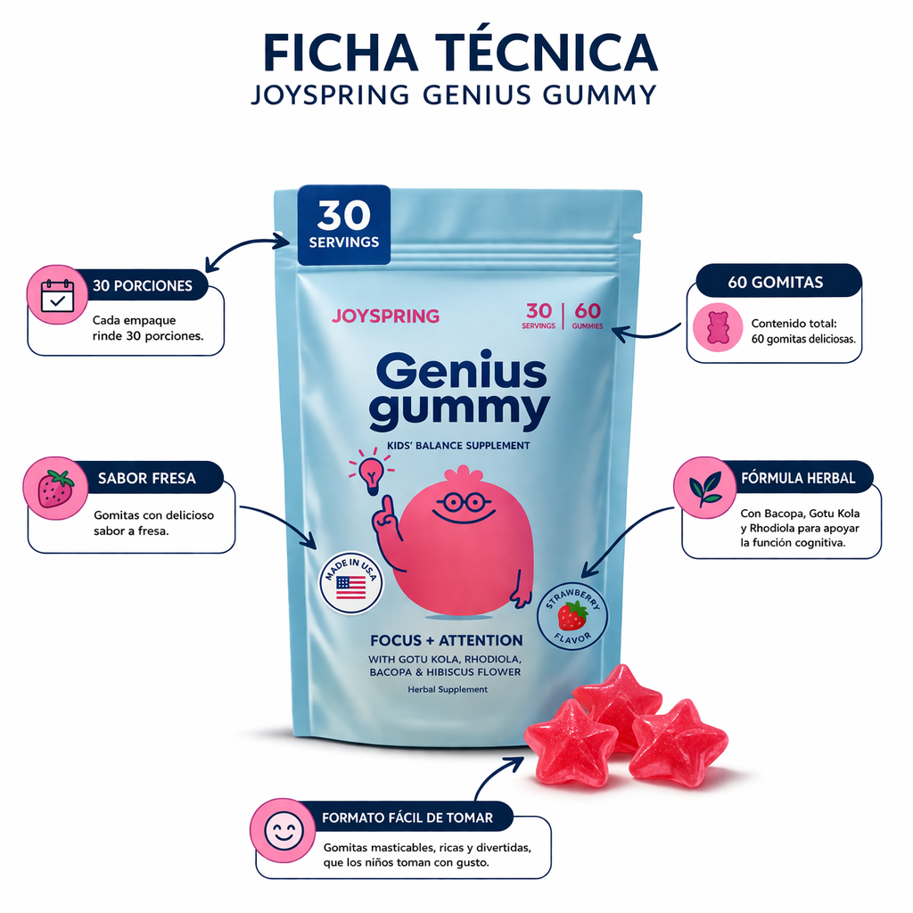 Genius Gummy® - El suplemento que los niños piden solos🍓