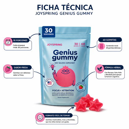 Genius Gummy® - El suplemento que los niños piden solos🍓