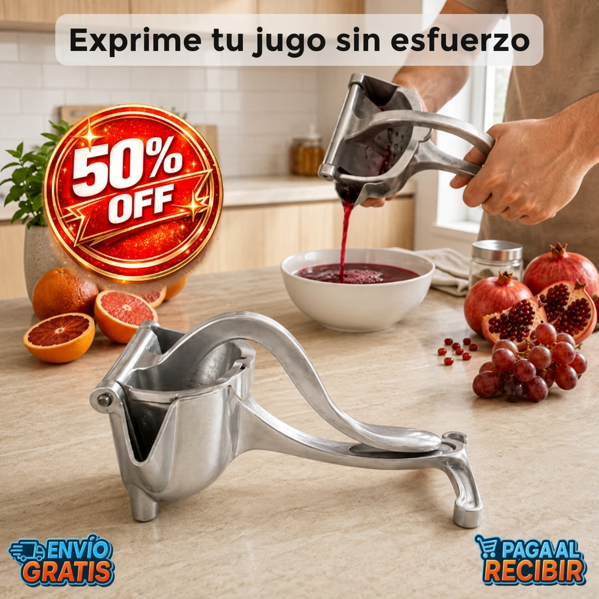 JuicePro™ 🍊 - Exprimidor de frutas metálico ✨