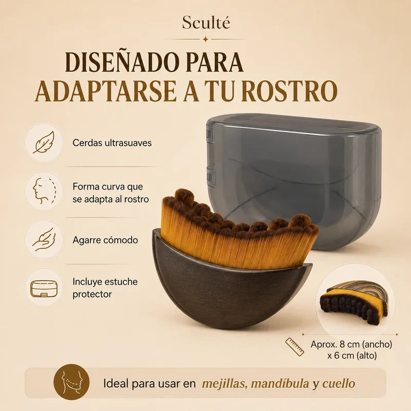 Diseño curvo, cerdas y estuche protector Sculté