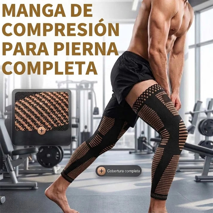 Manga de compresión extendida para la rodilla