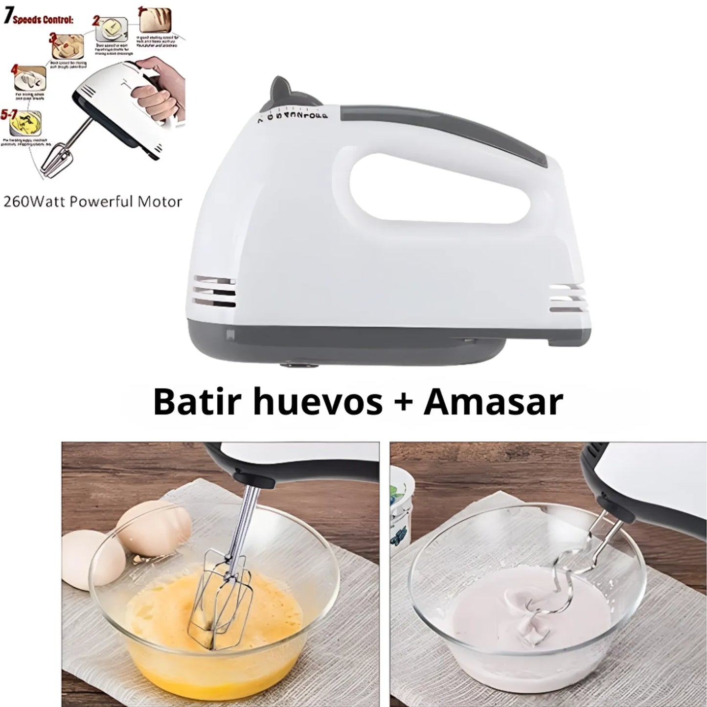 BakeFast™ – Batidora Eléctrica Compacta (2 en 1)
